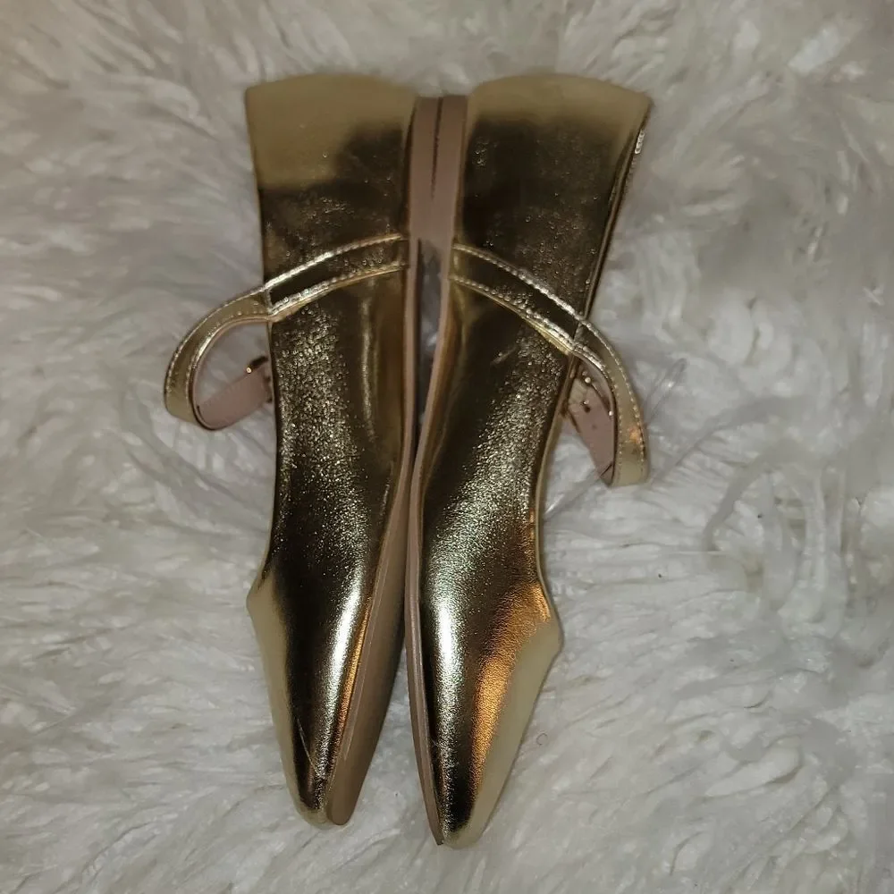 🆕️🩰Page Mary Jane Ballet Flat, Gold, Sz 9
